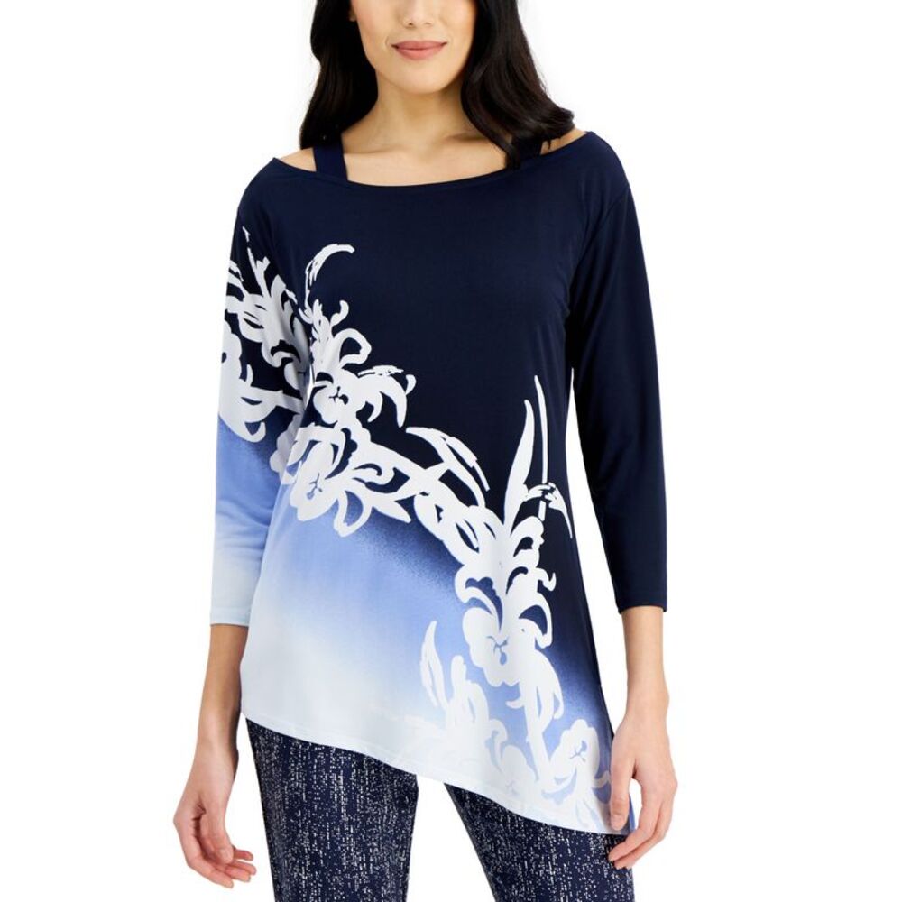 JM Collection Asymmetrical Ombre Top